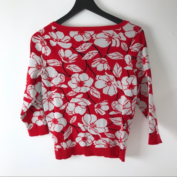 Red floral sweater women's small NY&CO - Picture 5 of 6